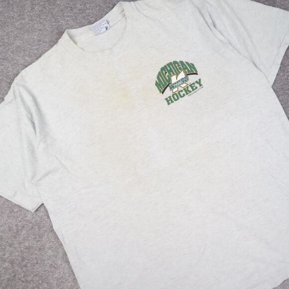 VTG 90s Michigan Wings Hockey Made in USA XL Gray Short Sleeve T-Shirt - Picture 11 of 12